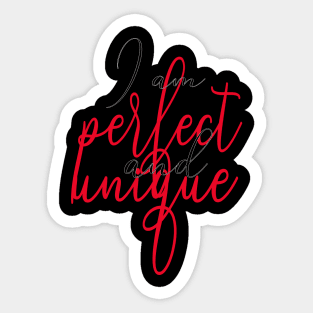 I am perfect and unique red black - Ich bin perfekt und einzigartig Sticker